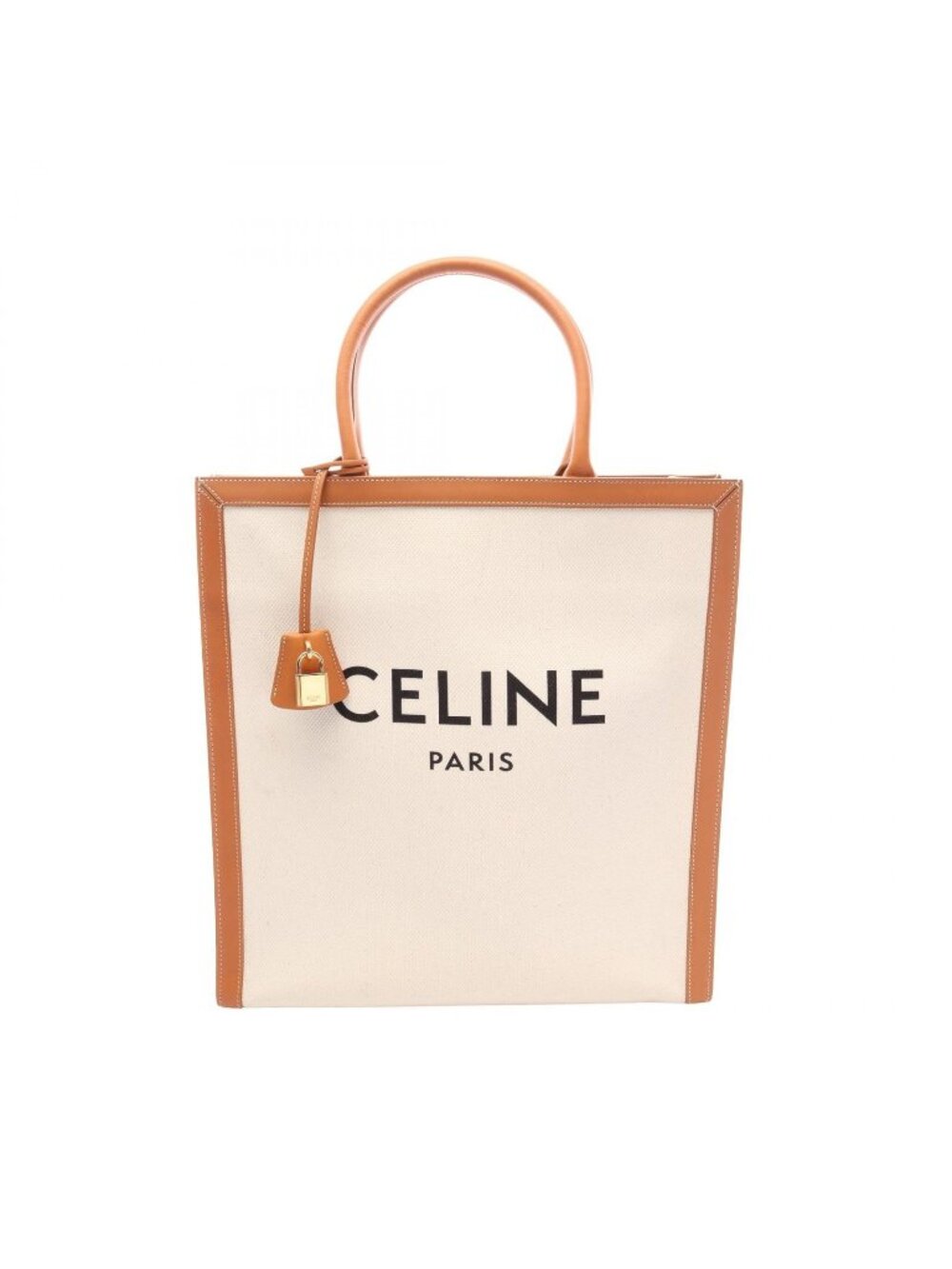 Celine Tote Bag Vertical Cabas Large Natural Brown Canvas Leather